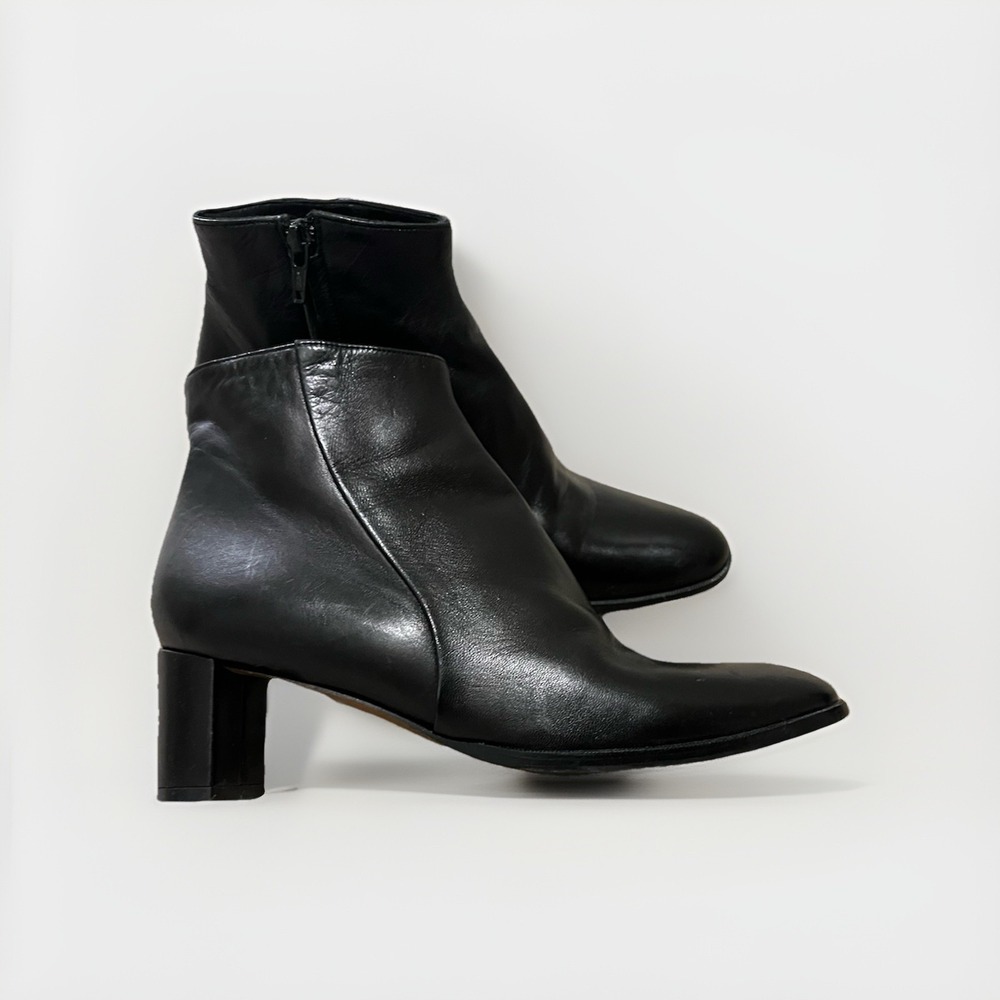 Taryn Rose Camille Women's Ankle Boots Size 39.5 US 9.5 Black Leather Block Heel